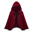 thumbnail image 3 of THDHVS shawl wraps for women,Poncho Shawl,Unisex Christmas Cape with Lace Trim Velvet Fabric and Attached Hood for All Ages Short Cloak Features Ruffle Detail for Holiday Celebrations, 3 of 5