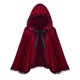 thumbnail image 2 of Capa de mujer para hombre y mujer, ideal para Halloween, para adultos y niños, con encaje plisado, color liso, con capucha, corta, de terciopelo., 2 of 4