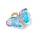 thumbnail image 4 of 50pcs Golden Iron Flat Head Pins and Transparent Spray Painted Glass Beads Pendants Gradient color Butterfly Mixed color 11.5x15x4.5mm Hole: 3mm, 4 of 5