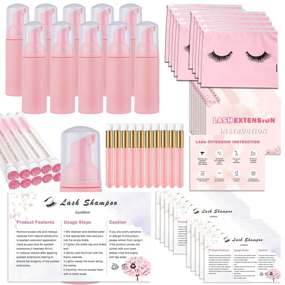 Kit de limpieza para extensiones de pestañas Uyolaxed con botellas y bolsa de 60 ml