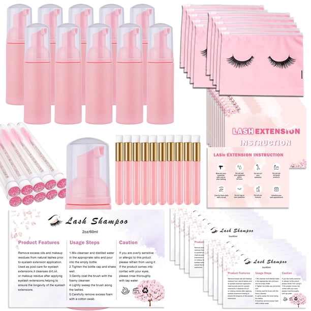 Kit de limpieza para extensiones de pestañas Uyolaxed con botellas y bolsa de 60 ml