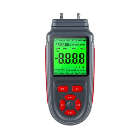 

Docooler Digital Manometer Dual Port Air Gas Pressure Tester Differential Pressure Gauge with LCD Backlight Display Battery or USB Cable Powered Supports Temperature Measurement ℃/ ℉