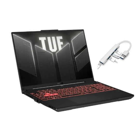 ASUS TUF 16” WUXGA 144Hz Gaming Laptop | AMD Ryzen 7 7445HS 3.2GHz | NVIDIA GeForce RTX 4050 | Backlit | Webcam | 32GB RAM DDR5 | 2TB SSD | Windows 11 Home | Bundle with USB 3.0 Hub