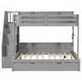 thumbnail image 6 of Harper & Bright Designs Twin over Full Bunk Bed with Trundle and Storage Shelves, Wood Storage Stairway Bunk Bed Frame with LED and USB Charging Station, Grey, 6 of 12