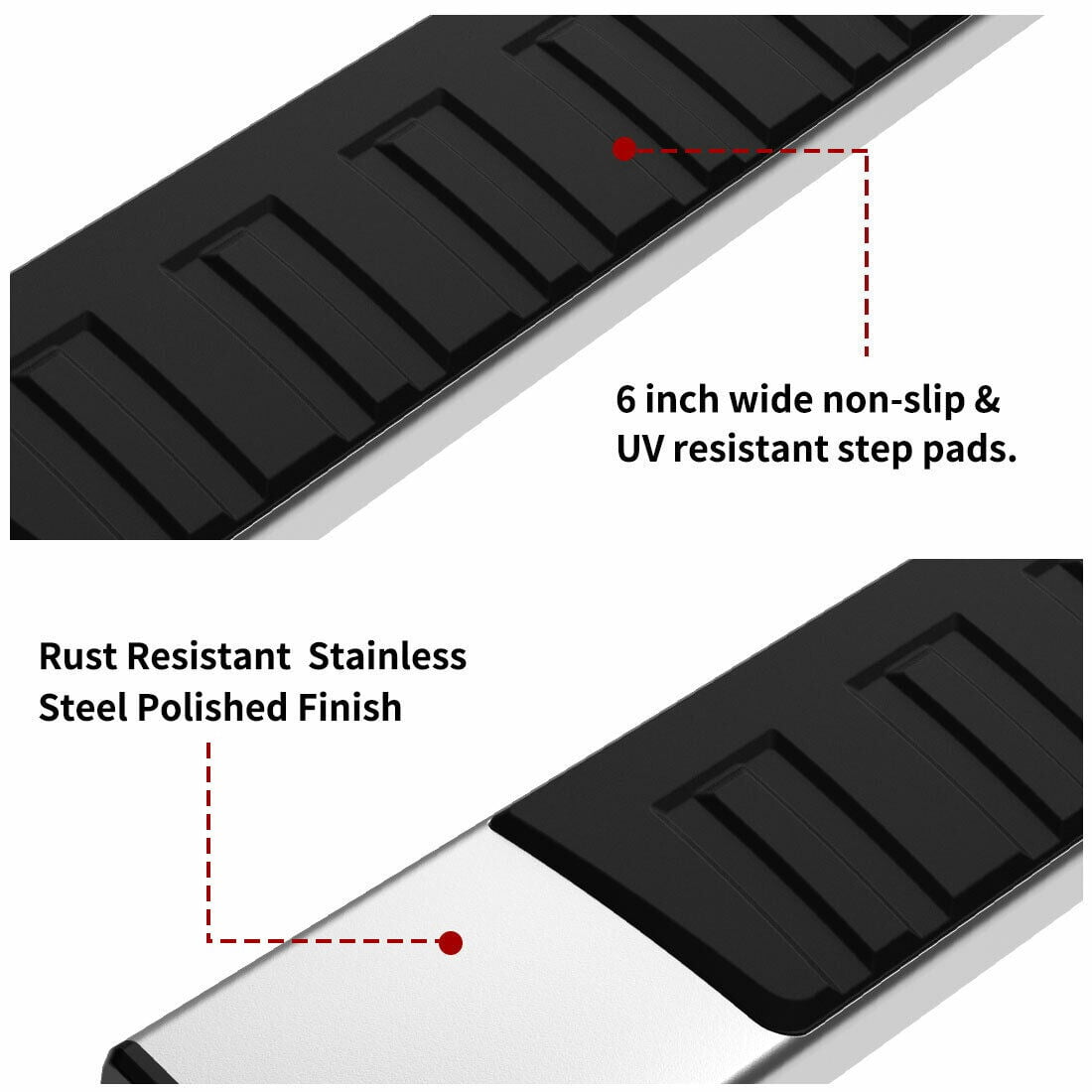 RVNI Running Board for 2007-2021 Toyota Tundra Double Cab(2 Half-Size Rear Doors) Side Steps Nerf Bars Side Bars 6 inches