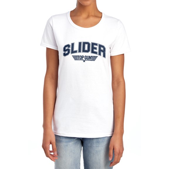Top Gun Slider Varsity Women's T Shirt, White, 2X-Large