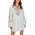 thumbnail image 1 of Fankiway Robe à Manches Longues pour Femmes Col en V Imprimé Taille Haute Robe Maxi Décontractée, 1 of 6