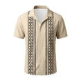 thumbnail image 3 of VSSSJ Hawaiian Shirt for Men Button Down Short Sleeve Vintage Bowling Shirt Loose Fit Vacation Casual Graphic Summer Beach Shirts Khaki L, 3 of 3