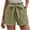 Army Green, variant on RYRJJ Womens Cotton Linen Beach Shorts Soft Elastic Waist Bowknot Tie Belted Summer Casual Short Pants with Pockets(Purple,XXL)