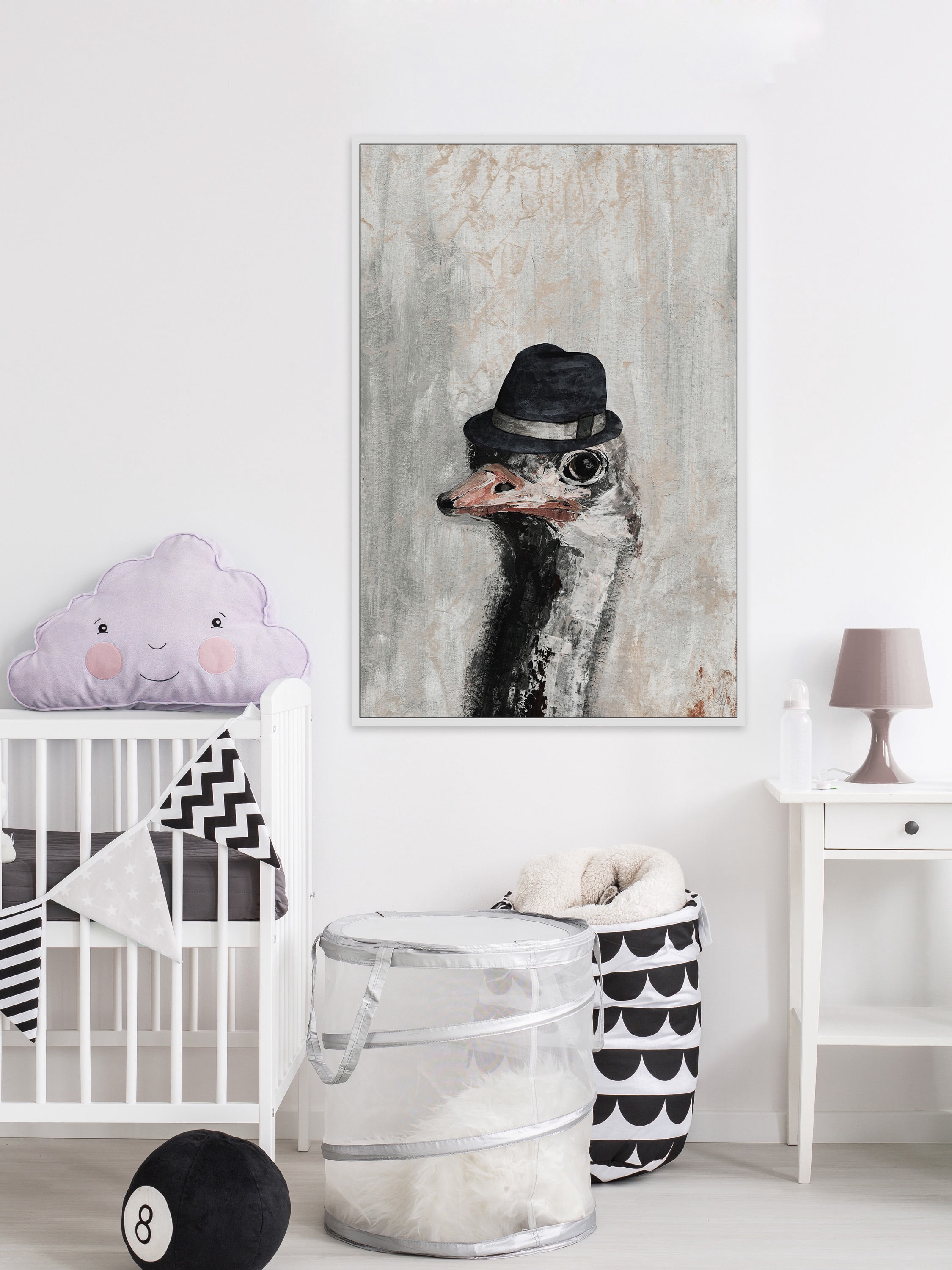 Mister Ostrich Floater Framed Painting Print on Canvas