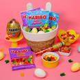 thumbnail image 3 of HARIBO Happy Chicks and Happy Hoppers Assorted Easter Shaped Fruit Flavor Gummy Candy, 9.5oz, 24ct Mini .4oz Bags, 3 of 6