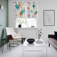 thumbnail image 4 of Teal Orange Boho Kitchen Curtains Small Short 39 Inch Length, Middle Century Geometric Abstract Grommet Top Bedroom Living Room Curtains, Light Filtering Cafe Curtain Drapes 2 Panels Set 55''x39'', 4 of 9