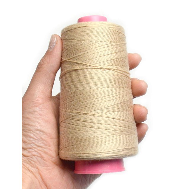 Luwigs Hilo de tejer beige 100% poliéster para hacer peluca, coser cabello, extensión de cabello, 1 pieza (1 pieza beige)