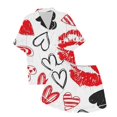 thumbnail image 4 of Delayuji Womens Pajamas Sets Loungewear Graphic Printed Satin Buttons Short Sleeve Tops and Shorts Sets Valentine's Day, 4 of 4