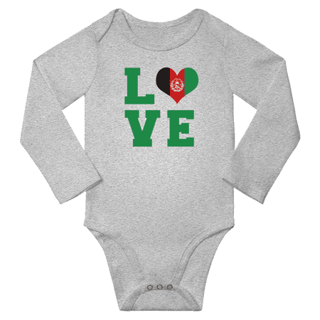 

Love Afghanistan Heart Flag Baby Long Slevve Rompers Bodysuit (Gray 3-6 Months)