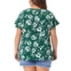 thumbnail image 3 of Blusa de mujer de talla grande Agnes Orinda con estampado floral, cuello redondo, encaje, mangas cortas acampanadas y abertura en la espalda 4X verde, 3 of 5
