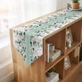 thumbnail image 4 of Eucalyptus Leaves Table Runner Linen Burlap Table Runner 70 Inches Long Watercolor Green Red Flower Plant Dresser Scarves for Kitchen Island Coffee Dining Party Wedding Banquet Holiday Decor 13"x70", 4 of 8