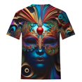 thumbnail image 4 of Ploknplq Tenue de Mardi Gras pour Femmes Chemises de Mardi Gras pour Robe de Carnaval pour Femmes Motif de Fête Tunique à Manches Courtes Col Rond T-Shirt Mardi Gras Noir 4TG, 4 of 5