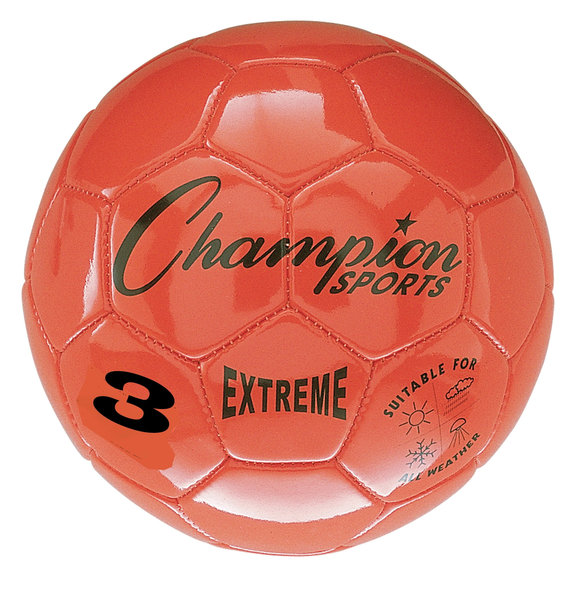 Champion Sports Extreme Series Soccer Ball, Size 3 - Youth League, All Weather, Soft Touch, Maximum Air Retention - Competitive and Recreational Futbol Games, Orange