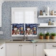 thumbnail image 6 of Christmas Snowman Kitchen Curtains and Valances Set, Xmas Box Winter Wreaths Lights Navy Blue Rod Pocket Window Valance Window Curtain Panels for Living Room Bedroom Laundry, 27.5x36in, 3 Pieces, 6 of 7