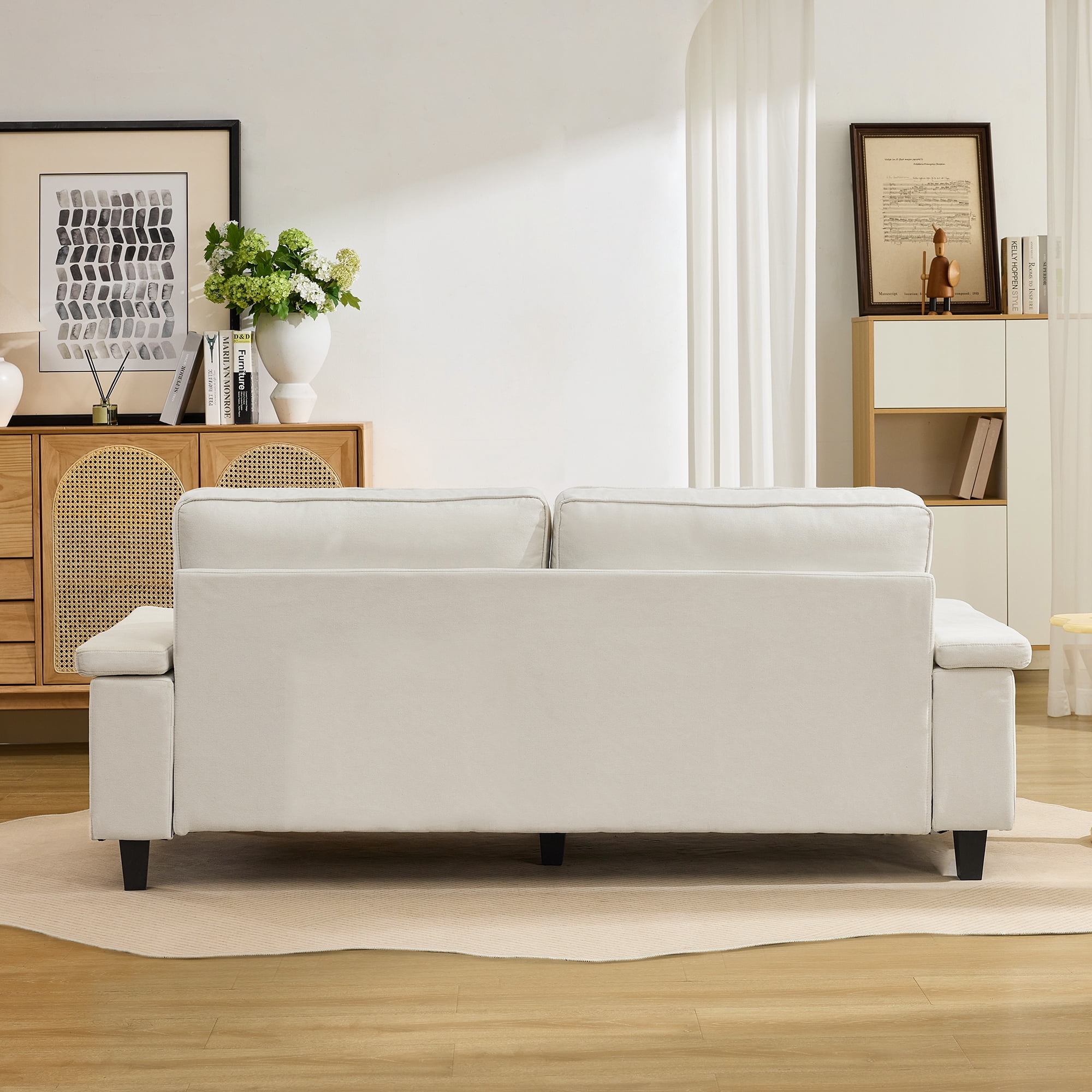 79" Modern Deep Seat Sofa for Living Room with Adjustable Armrests & USB/Type-C Charging Ports ,3-Seater Loveseat for Apartment, Home Office