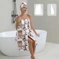 thumbnail image 2 of Colevkie Women's 2 Pieces Shower Skirt Hair Drying Cap Set for Bathroom Travel Sauna Beach Spa Absorbent Soft Adjustable Bath Towel Shower Cap Printed Fashion Elements Pattern, 2 of 8