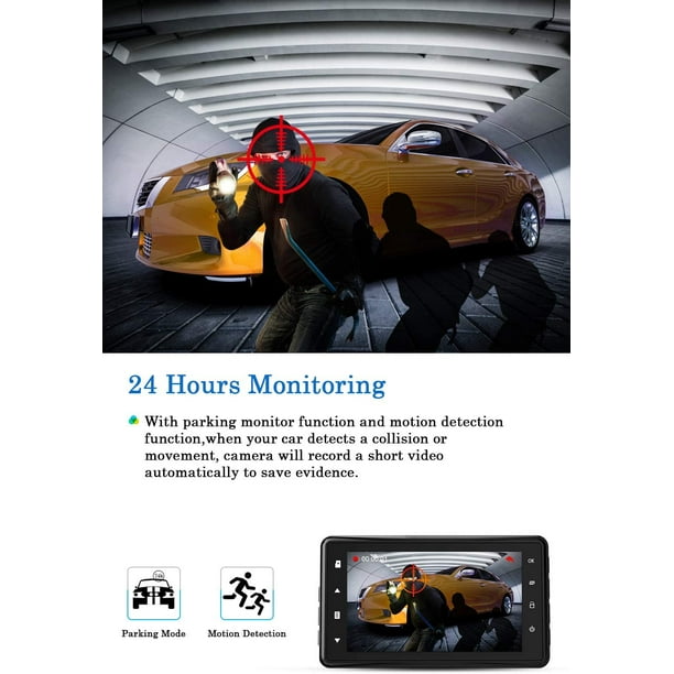 CHORTAU Dash Cam 1080P Full HD Caméra de Voiture DVR Dashboard Caméra  Conduite Enregistreur Vidéo, Écran 3 Pouces Grand Angle 170° 