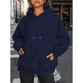thumbnail image 4 of Sudaderas con Capucha Extragrandes para Mujer, Sudaderas de Forro , Suéteres de Moda para Otoño e Invierno Azul Marino S, 4 of 9