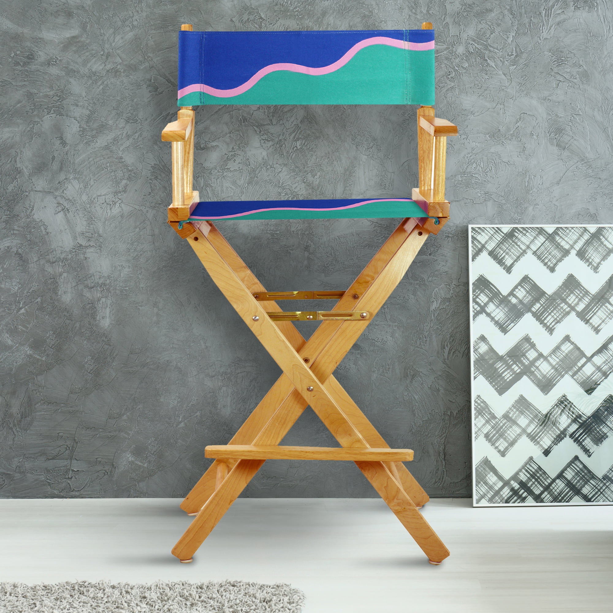30" Director's Chair Natural Frame-Wavy Wave