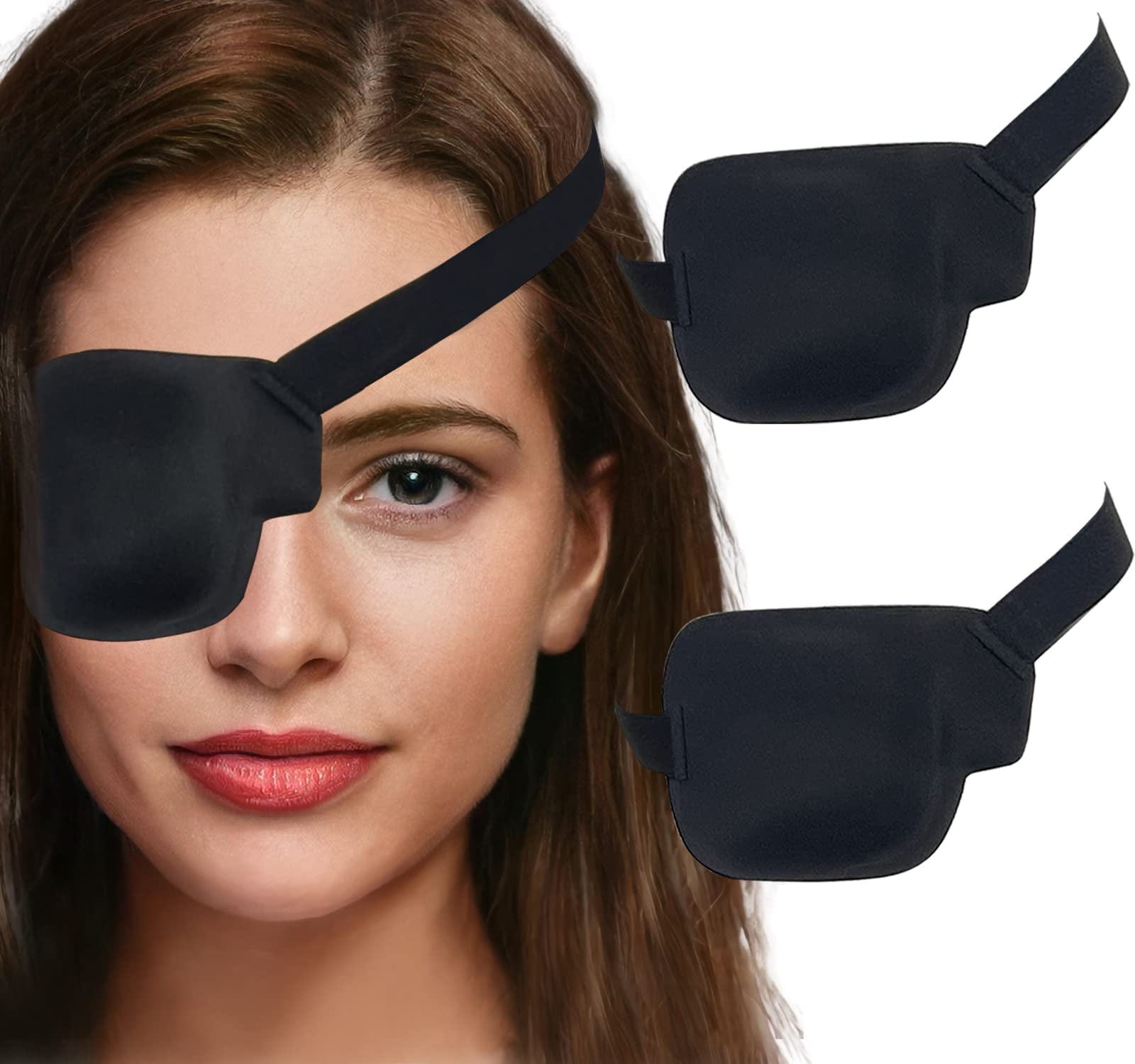 Emlimny Eye Patches for Adults and Kids, 2 Pcs 3D Eye Patch Black Adjustable Medical Eyepatch