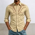 thumbnail image 2 of IWRICH Men's Western Shirts Long Sleeve Graphic Printed Cowboy Shirts Casual Button down Tops Khaki S, 2 of 4
