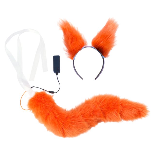 Kits de diadema y zorro falso, juego de luminoso LED novedos vestir naranja Zulema Traje de juego de cosplay
