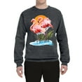 thumbnail image 2 of Wild Bobby, Flamingo Love Print, Animal Lover, Unisex Crewneck Graphic Sweatshirt, Charcoal, XX-Large, 2 of 4