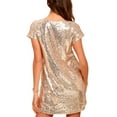 thumbnail image 3 of ZAXARRA Femmes Mini Robe, Manches Courtes V Cou à Paillettes Robe d'Été Libre Clubwear pour Parti, 3 of 5