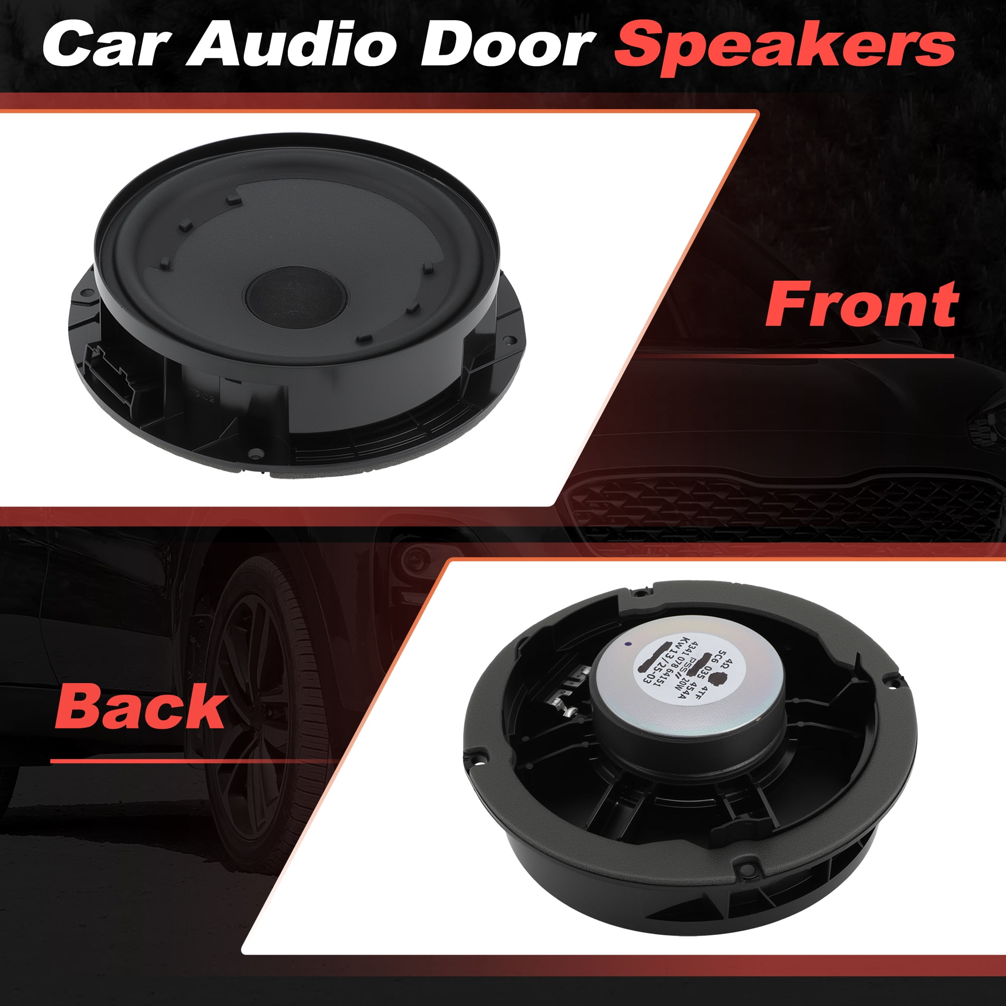 5C6035454A Front Door Speaker Assembly for Volkswagen Passat Jetta 2012-2018 6.7inch Midbass Car Audio Loudspeaker Left or Right Door Radio Speaker Coaxial Speakers 5C6-035-454-A