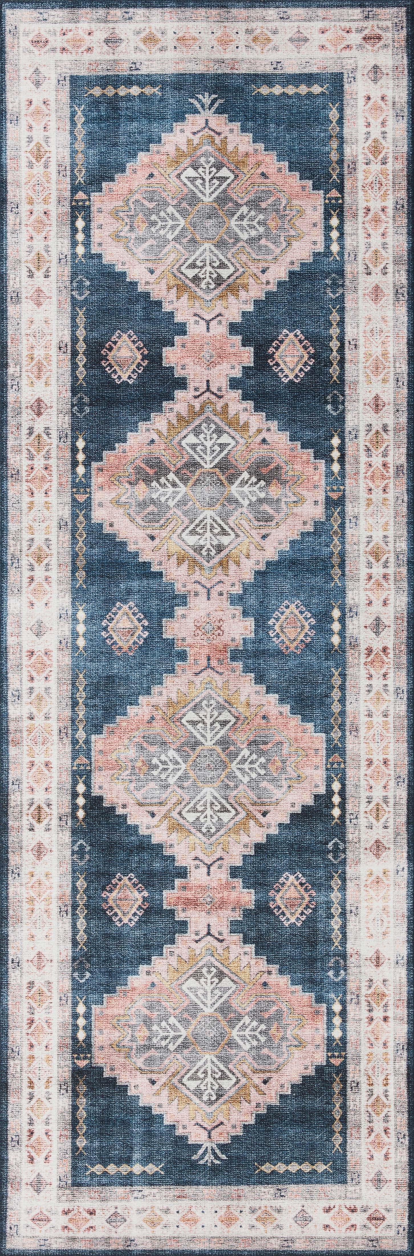 Loloi Heidi Collection HEI-03 Denim / Blush, Southwestern Area Rug 3'-6" x 5'-6"