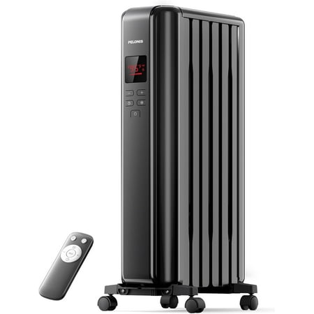 PELONIS PSHO06MR6ASB 1500W Oil Filled Radiator Heater Remote ECO Quiet Safe for Large Rooms