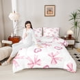 thumbnail image 4 of Castle Fairy Female Men Women Dreamy Bowtie 3 Pieces Queen Comforter Set,Love Heart Print Ultra Soft Bedding Sets,Stars Print Bedding Comforter Set Breathable,Super Cozy Room Decor,Reversible, 4 of 8