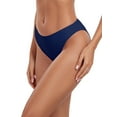 thumbnail image 2 of Ocean Blues Women's High Leg Bikini Bottom Mid Rise Swim Bottom Cheeky Navy Blue Bathing Suit Bottom, Size M, 2 of 7