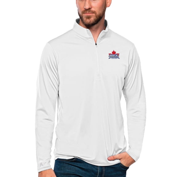 Men's Antigua White Toronto Rock Tribute Quarter-Zip Pullover Top