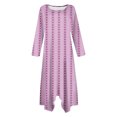 thumbnail image 3 of Long Dress with Sleeves,Summer Casual Dress,Ladies Fashion Printed Long Sleeved Round Neck Casual Irregular Dress, 3 of 5