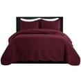 thumbnail image 4 of IR Imperial Rooms 3 Pc Quilt Set Soft Microfiber Chevron Pattern Winter Bedspread & Coverlet 2 Shams Burgundy Queen/Full, 4 of 11