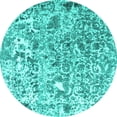 thumbnail image 1 of Ahgly Company Machine Washable Indoor Round Persian Turquoise Blue Traditional Area Rugs, 4' Round, 1 of 4