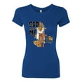 thumbnail image 2 of Wild Bobby God Made Me This Way Cross with Sunflowers Inspirational/Christian Women Slim Fit Junior Tee, Royal, Small, 2 of 6