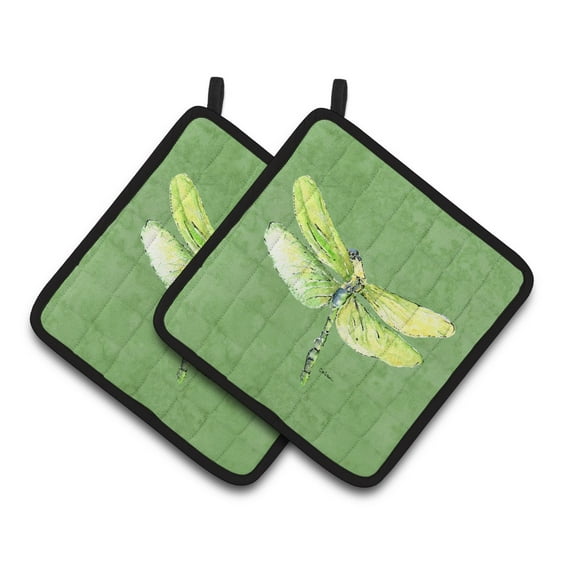 Carolines Treasures 8864PTHD Dragonfly on Avacado Pair of Pot Holders , 7.5HX7.5W, multicolor