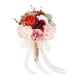thumbnail image 2 of Ramo de novia para novia, ramo de novia con cintas, elegantes flores artificiales para centros de mesa de boda, fiesta, despedida de soltera Rosa rosa, 2 of 8