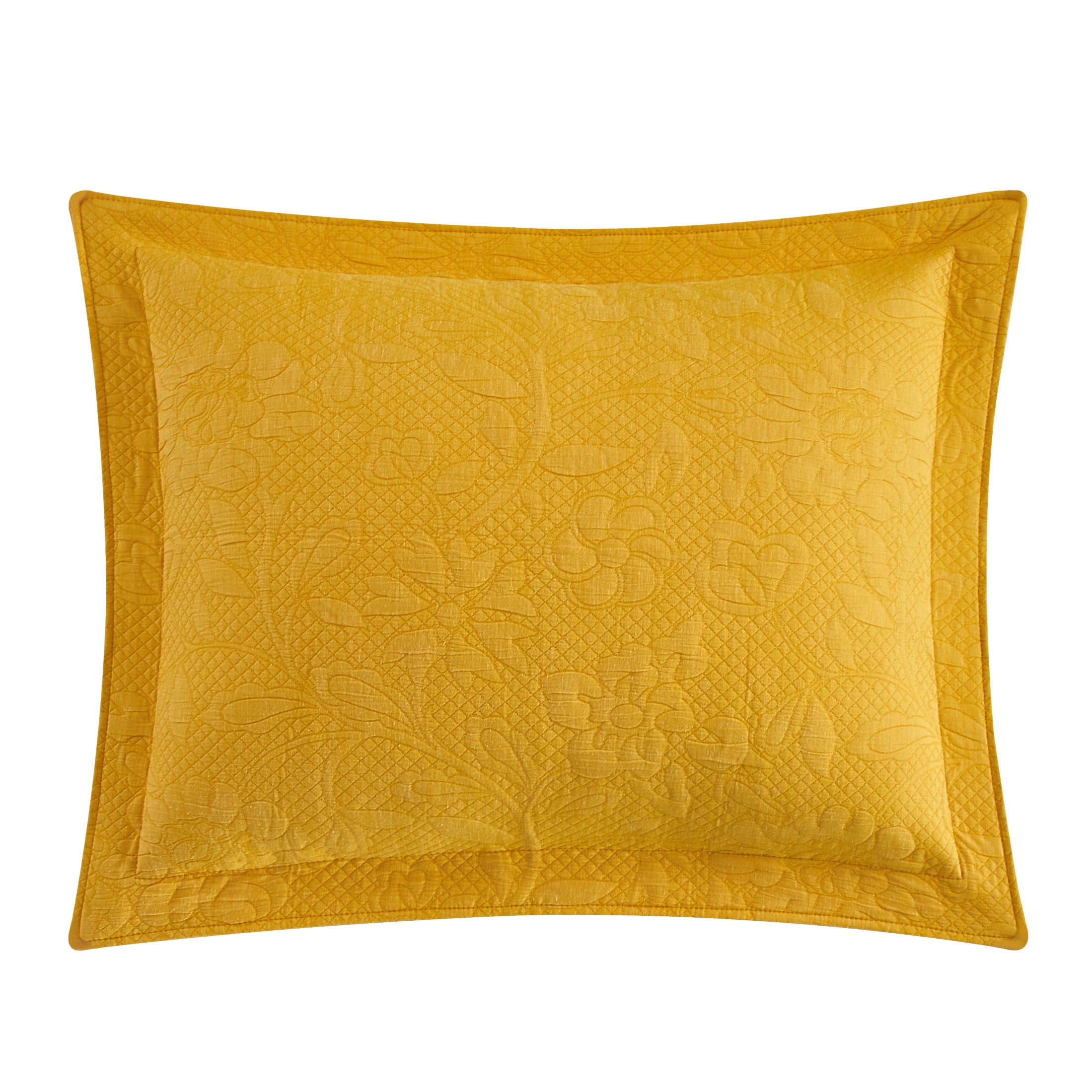 Chic Home Arron 3-Piece Floral Cotton Quilt Set, King, Mustard