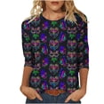 thumbnail image 1 of Penkiiy Blouse Carnaval Manches 3/4 Chemise de Printemps Quotidienne Tee Imprimé Masque Blouse Mardi Gras Col Rond 2024 Tee Tunique Habillée S Multicolore, 1 of 5