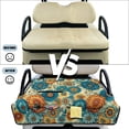 thumbnail image 6 of COEQINE Fold-and-Carry Golf Cart Seat Cover, Bag-Style Handle for Easy Carry, Universal Fit Quilted Padding, 4 Pockets, Fits for EZGO Yamaha Club Car, Bohemian Flower Teal Gold, 6 of 8
