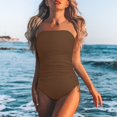 thumbnail image 2 of Clearance!NMMUED Swim Suits for Women 2025, Bandeau Swimsuits for Women, Strapless Swimsuits for Women, One Piece Swimsuit Women, Bathing Suit for Women, Coffee L, 2 of 5